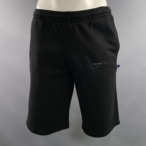 OFF-WHITE Size L Black Grey Graphic Cotton Sweats Shorts
